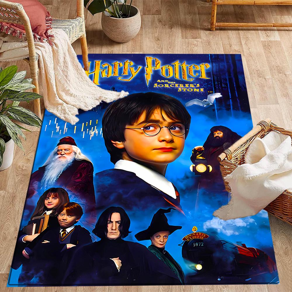 Harry Potter Hogwarts Themed Anti-Slip Rugs - Polyester Home Decor, Suitable for Bedrooms, Living Rooms, Doorways, Studios, and Decorations