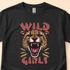 Wild Girls Leopard Head Tee | Retro Rocker Animal Graphic Shirt