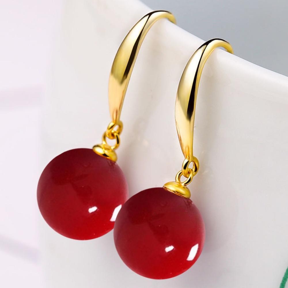 Simulation Freshwater Pearl Drop Earrings Ball Shape Ear Hook Simple Long Earrings Ear Jewelry