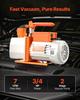 Vacuum Pump, 7 CFM 198 L/min, HVAC Two Stage Rotary Vane AC Vacuum Pump, for R134a R22 R410a R1234YF R32, 4 Pole Motor, for Automotive Air Conditioner