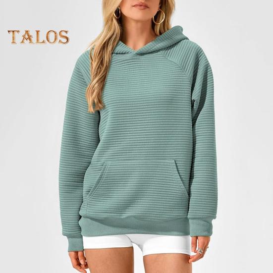 Осень-зима Женская толстовка с капюшоном, свободная, с большим накладным карманом, однотонная, с капюшоном, эластичные манжеты, повседневная одежда, спортивная, на все случаи жизни