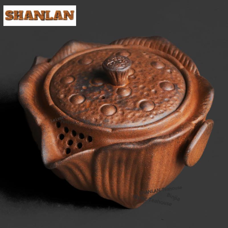 150ml Pottery Mud Lotus Pod Hand-grasp Pot Teapot Retro Tea Infuser Pot Tea Making Kettle With Filter Chinese Tea Set Collection