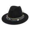 Fedora Hats For Women Men Wide Brim Solid Women Hats Band Belt Classic Formal Dress Khaki Black Winter Hats Sombreros De Mujer