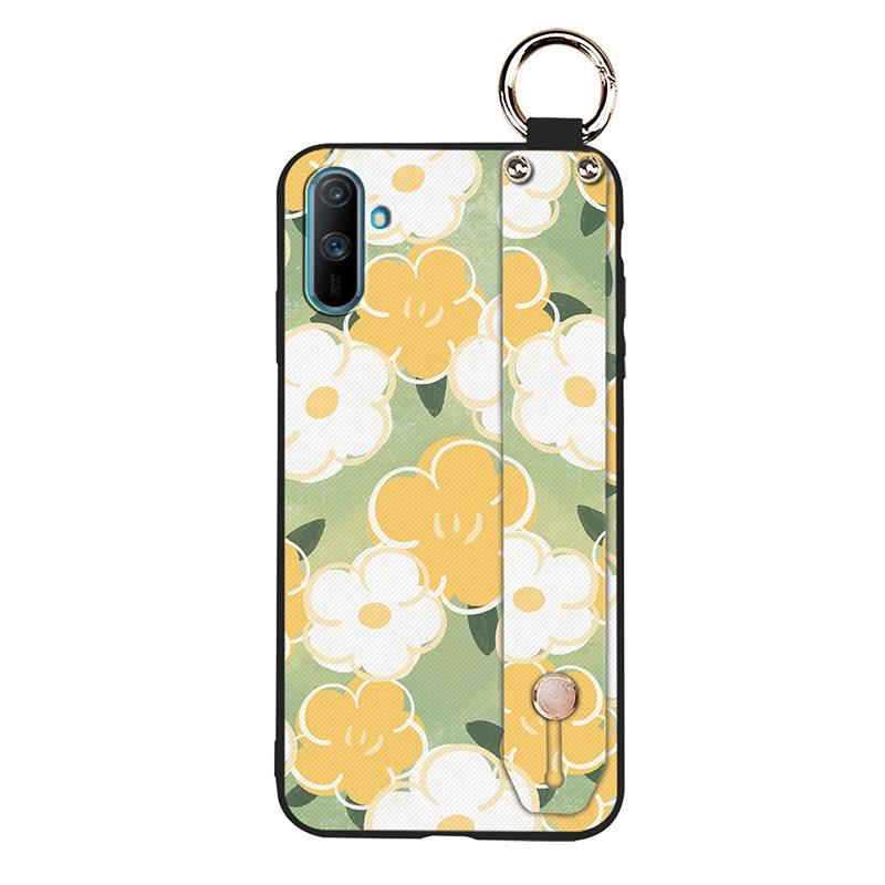 Durable Dirt-resistant Phone Case For OPPO Realme C3/C3i/Narz N10A Silicone Ring Anti-dust Wristband Anti-knock Flower