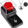 Red Real Rose with I Love You Necklace Rose Gifts Mom Wife Girlfriend Her On Anniversary Valentines Day Mothers Day Christmas Birthday Gifts