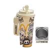 Large-capacity Stainless Steel High-value Double-drink Thermos Cup, Seven Straws, Car Coffee Cup, Cute