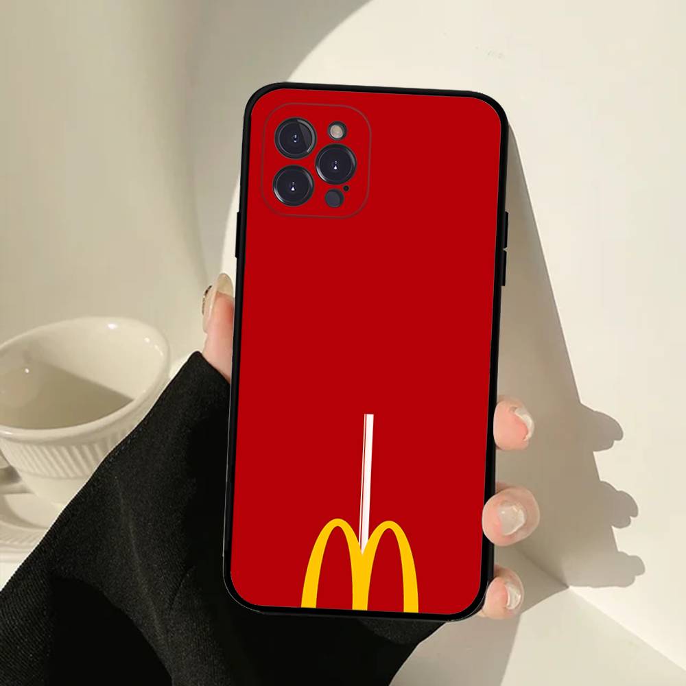 M Известный ЛОГОТИП M-McDonaldes Чехол для телефона Для IPhone 17 16 15 14 13 12 11 Pro Max Plus Mini Мягкий Черный Чехол