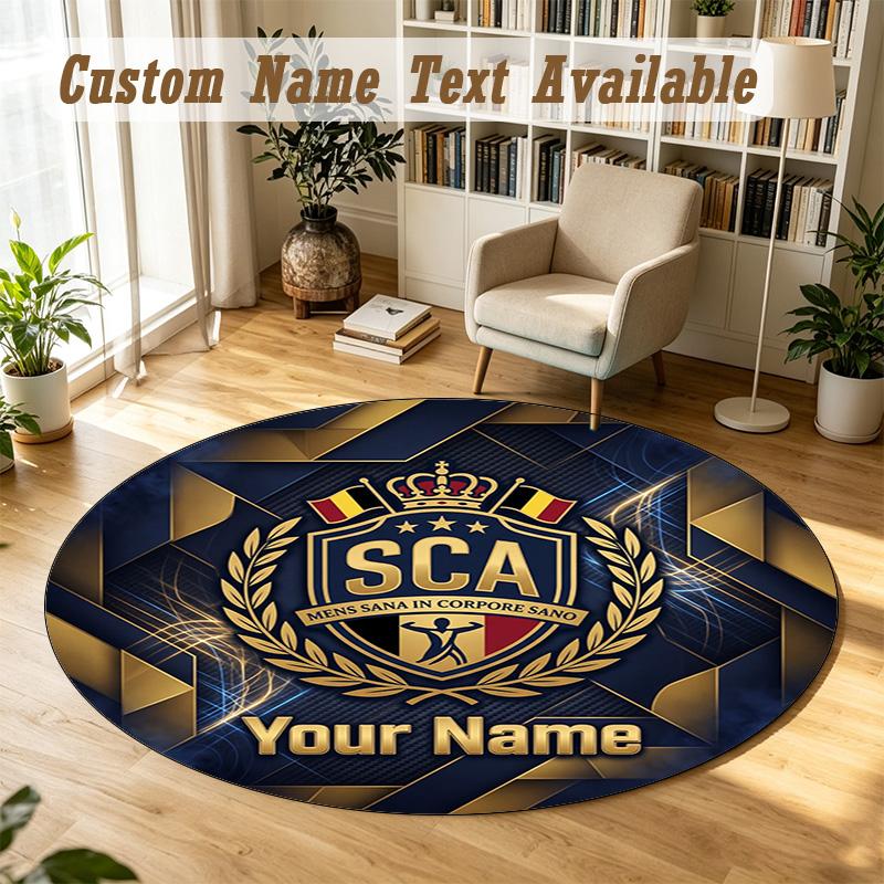 Round Rug Custom NameAnderlecht FC Pattern Non Slip Carpet Home Floor Decor