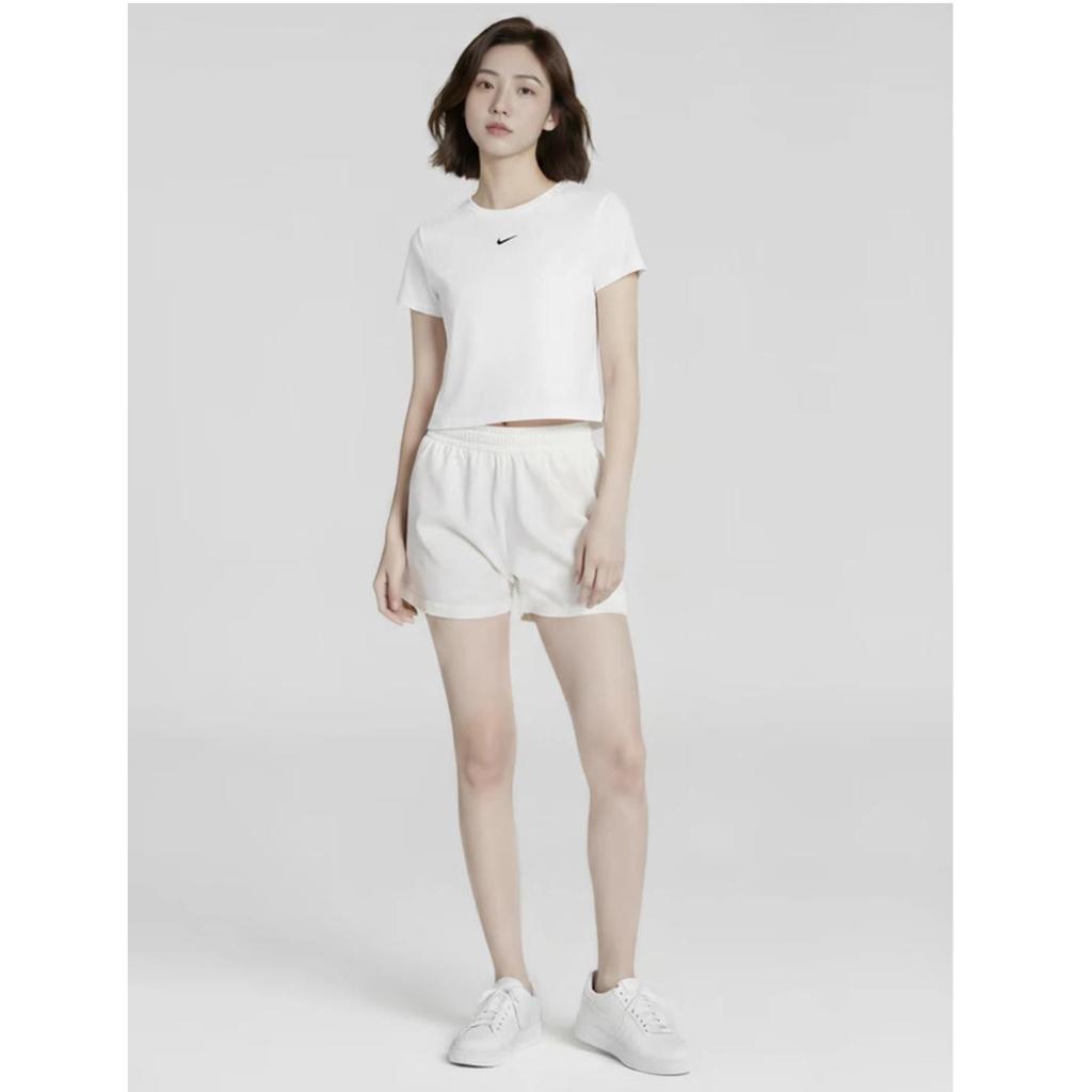 NIKE Spring And Summer Women's Short-Sleeve Round Neck T-Shirt, Sports Casual, Slim-Fit FV5509-100, White