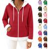 Women's Casual Fashion Long-Sleeved Zip-Up Fleece Hooded Cardigan