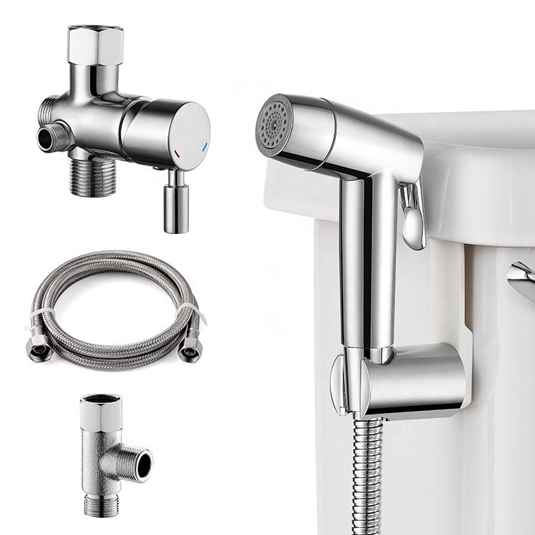 BA0702 Hot and Cold Water Toilet Seat Mixer Bidet Faucet Attachment With Handheld Bidet Sprayer