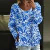 Женский повседневный модный свободный топ с круглым вырезом и цветочным принтом, с длинным рукавом