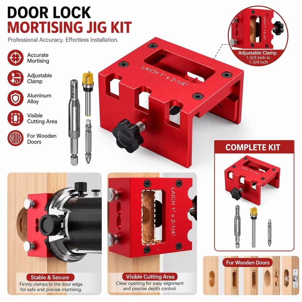 Durable Door Hinge Template Jig Kit Adjustable Mortise Guide Hinge Installation Kit Woodworking