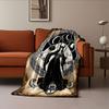 A dark goddess figure with moon phases, celestial symbols, and knotwork. for all seasons blanket lunch break throw gift