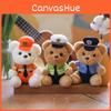 Adorable Plush Teddy Bear Keychain Soft Pp Cotton Stuffed Toy Police Firefighter