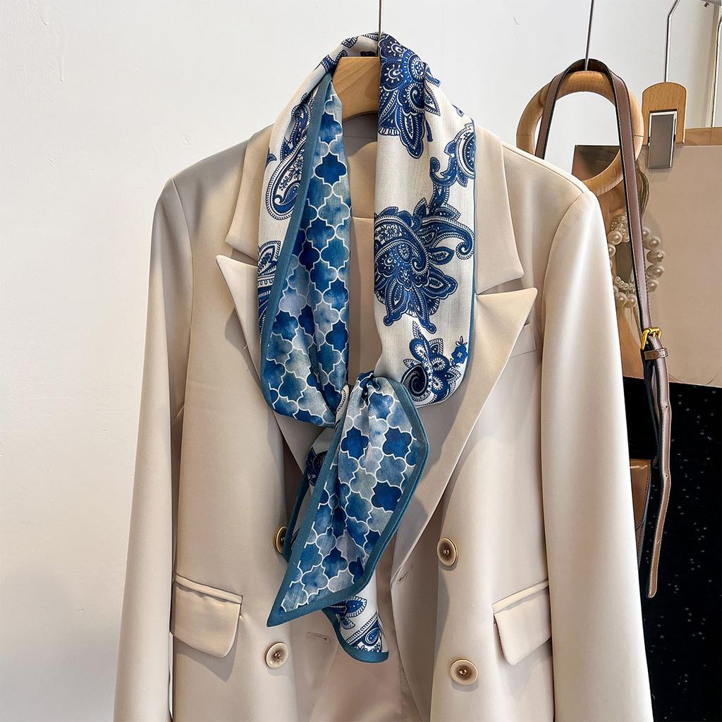 Cashew series double-sided bevel long scarf silk scarf female Korean version spring and summer versatile wristband headband fashion professional trend