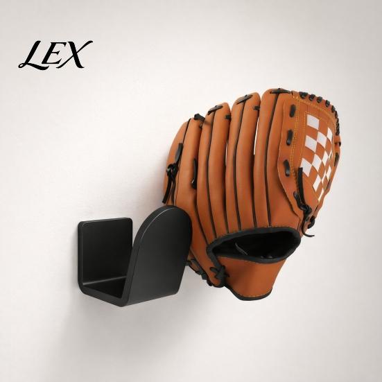 Baseball Gear Storage Organizer Glove Display Rack, Wall Mount Matte Black Holder, Sports Equipment Acrylic U-Shaped Bracket, for And Organization No