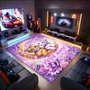 1PC Custom Name Tiger Cubs Crescent Moon Theme Floor Mat Ideal for Living Room, Game Rooms, Office, Bedroom,Floor Mat Playful Design