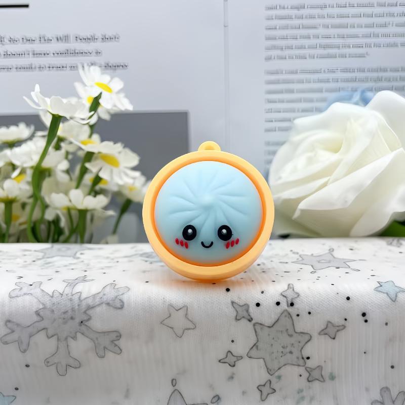 Funny Dumpling Baozi Keychains 6Pcs Pack with Steamer Random Color Novelty Key Holders for Travel Bag Decor Gifts