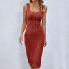 Ladies Elegant Sleeveless Pit Strip Solid Color Sexy Casual Dress