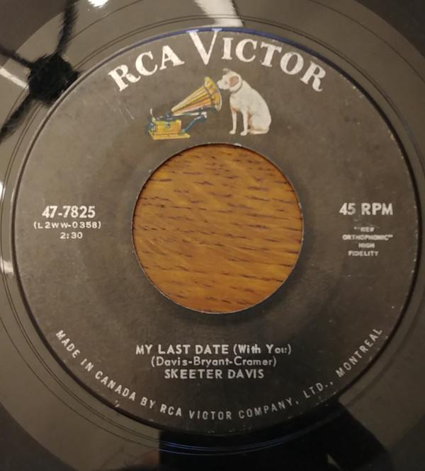 7-дюймовая пластинка SKEETER DAVIS My Last Date With You 477825 RCA VICTOR Канада Кантри/Фолк Б/у