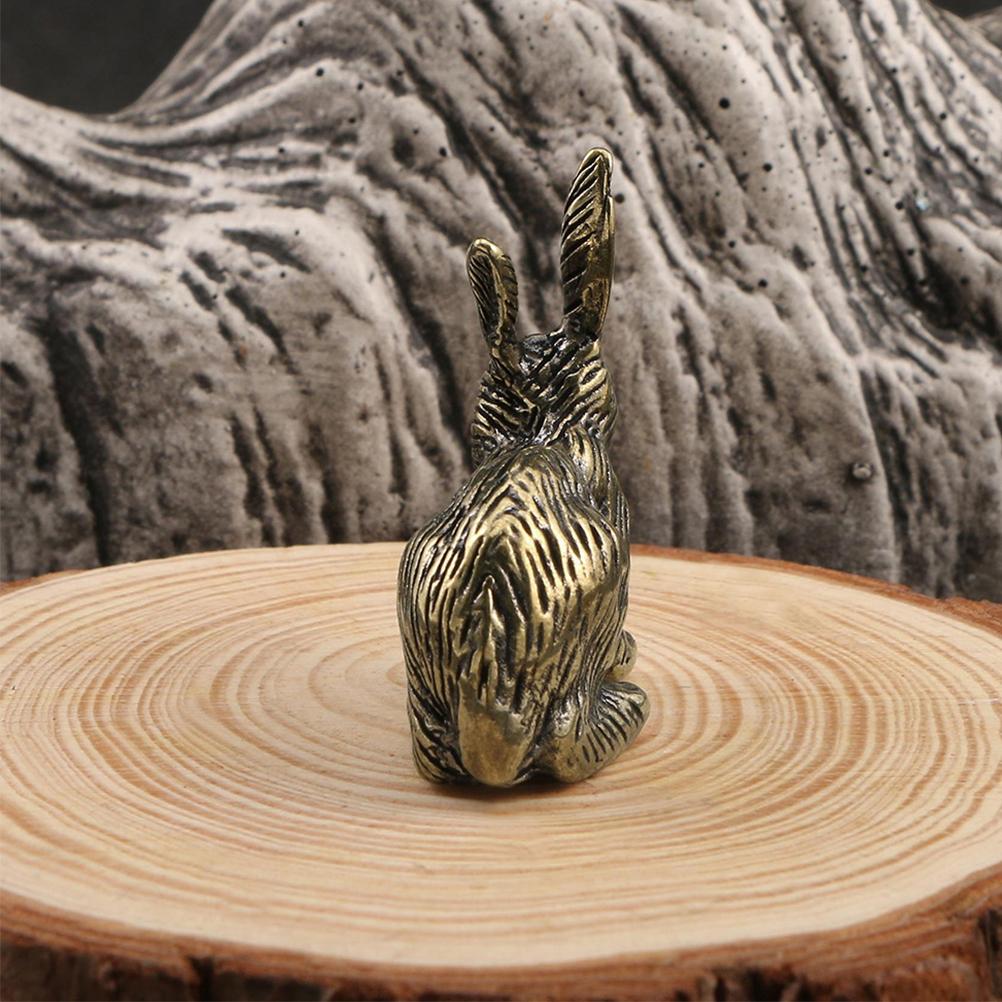 Винтажная Латунная Фигурка Кролика Настольное Украшение Заяц nament Ретро Животное Миниатюрные Фигурки Для Дома