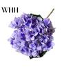 Artificial Hydrangea with Green Leaves Stem Realistic Fake Flower Wedding Decorative Flowers Home Office Table Centerpiece Faux Floral Branch