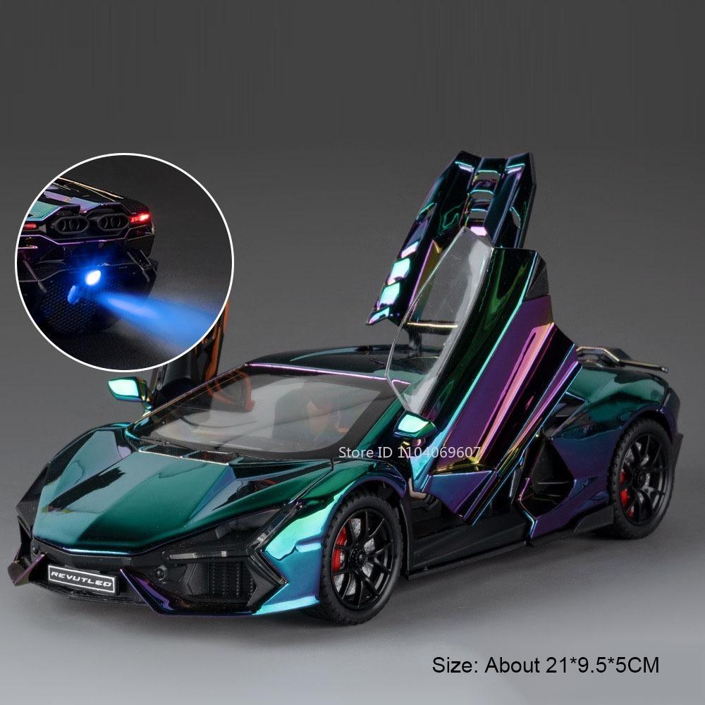 AAZV1 1:24 Huayra Revuelto Spray Model Toy Sports Cars Alloy Diecast Pull Back Shock Absorption Sound Light Simulation Mini Supercars