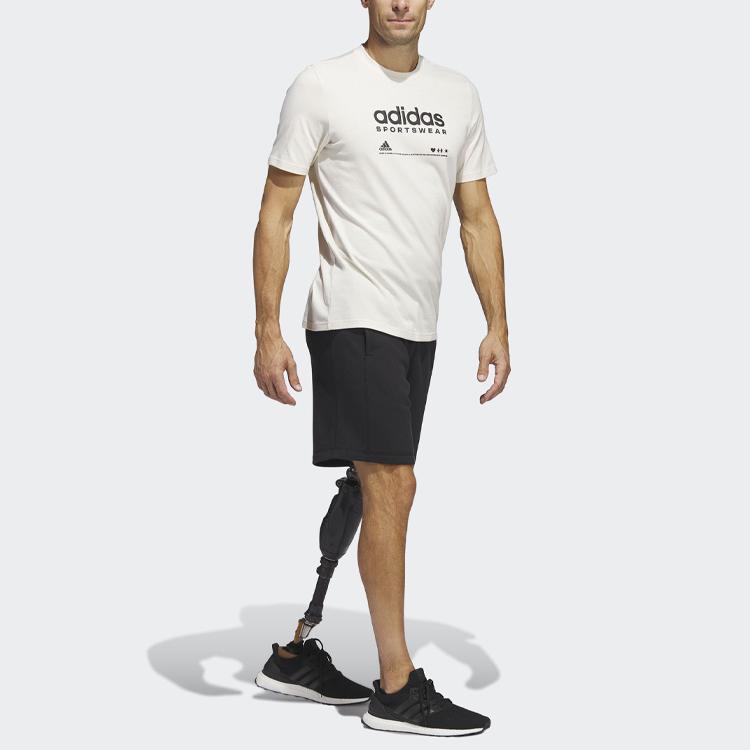 adidas Футболка с логотипом Lounge с круглым вырезом и короткими рукавами, мужские топы, белые HR3002