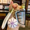 Keychain Pendant with Wrist Strap And Mini Basketball Polished Stainless Key Holder Schoolbag Backpack Decoration Pendant Unisex Keyring