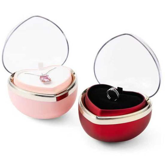 Коробочка для кольца в форме сердца, футляр для кольца с розой из стабилизированного цветка, бархатная внутренняя часть, подарочная коробка для ювелирных изделий на годовщину свадьбы