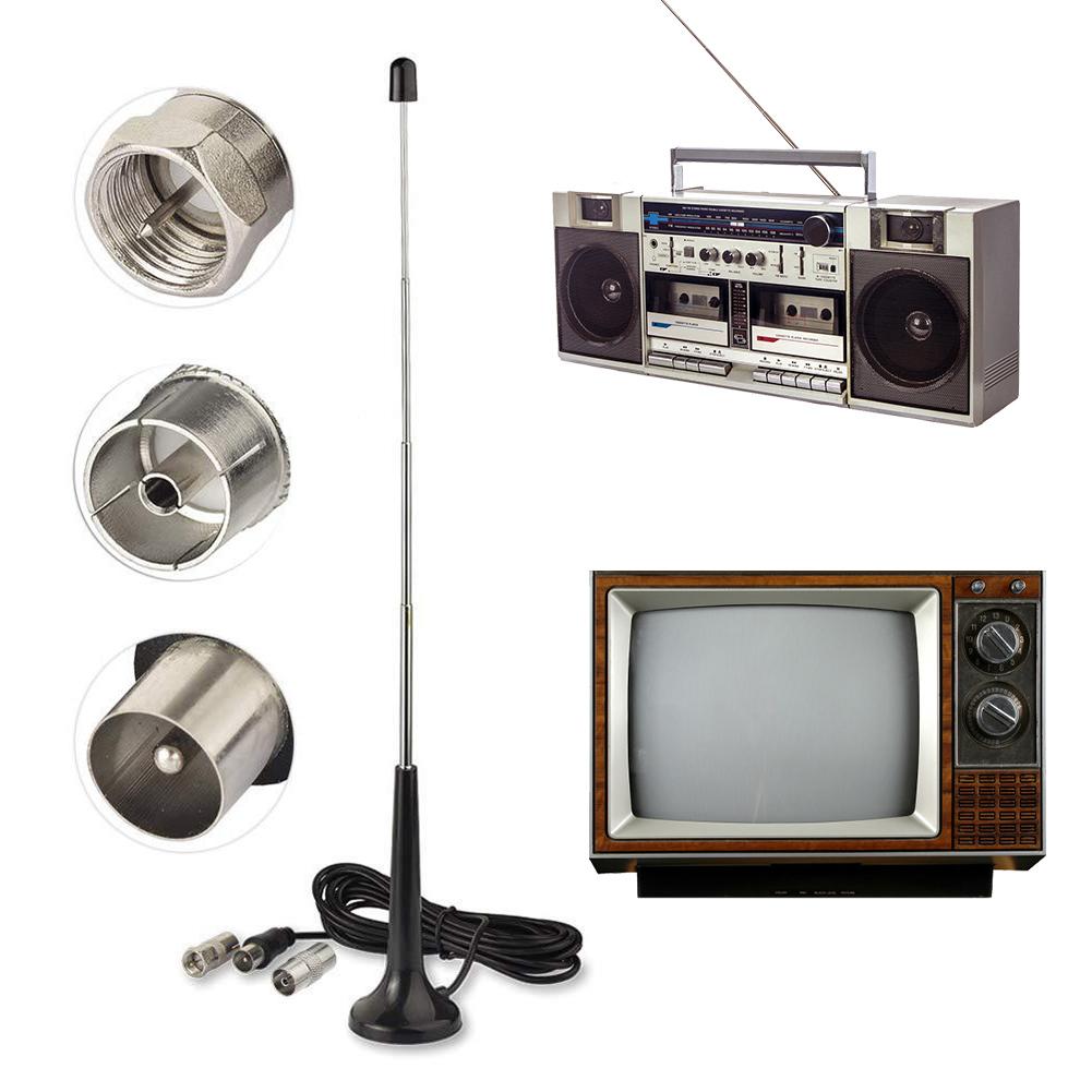 Антенны FM с высоким усилением, телескопические, с 3 адаптерами, ТВ-антенна комнатная, антенна для DAB-радио, сменная антенна для домашнего стереоприемника