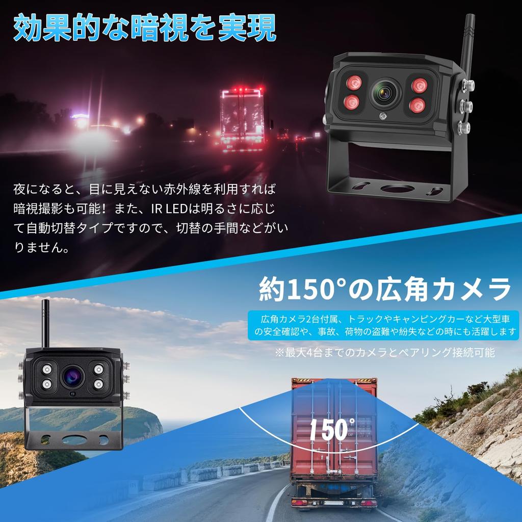 Hizenyo 1080P Беспроводной Комплект Монитора Камеры Заднего Вида с 24В Монитором Заднего Вида IPS LCD с Двумя Раздельными Экранами Цифровой Совместимый с 12В до IP68