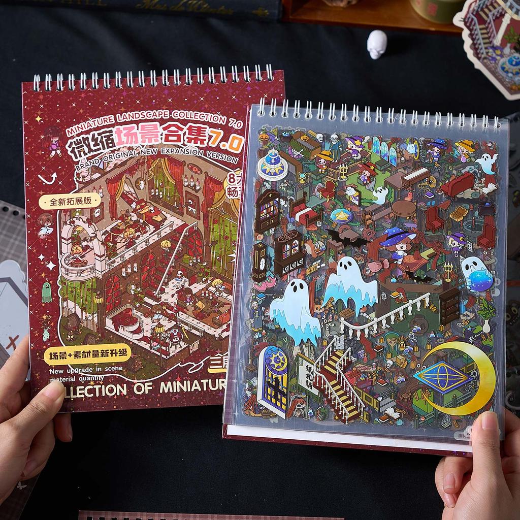 8/20 in1 Micro Terror Scene Stickers Collection Book DIY Handmade Scrapbook Stacking Stickers Kawaii 3D Cartoon Sticker