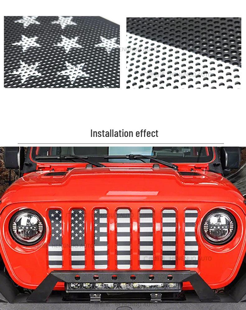 18-25 Jeep Wrangler JL JT Black & White American Flag Grille Insect Net
