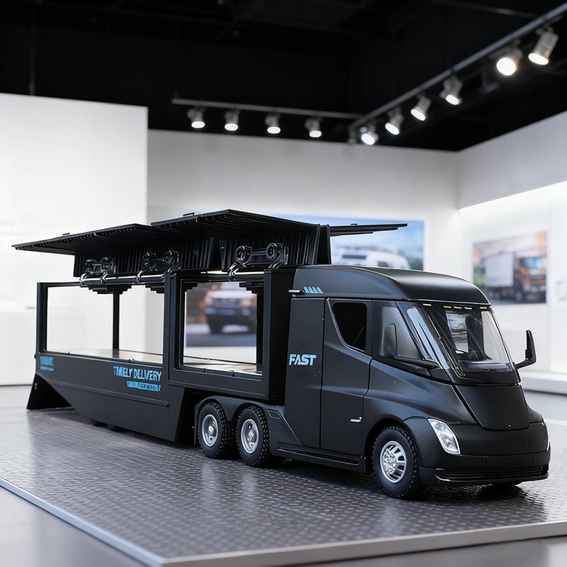 1/32 Semi Container Truck Transport Vehicle Truck Alloy Toy Car Model Sound and Light Children's Toy Collectibles Gift