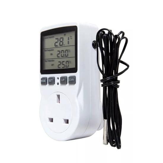 Контроллер температуры 16A 230V ЖК-дисплей с большим экраном, цифровой термостат, розетка для теплового коврика