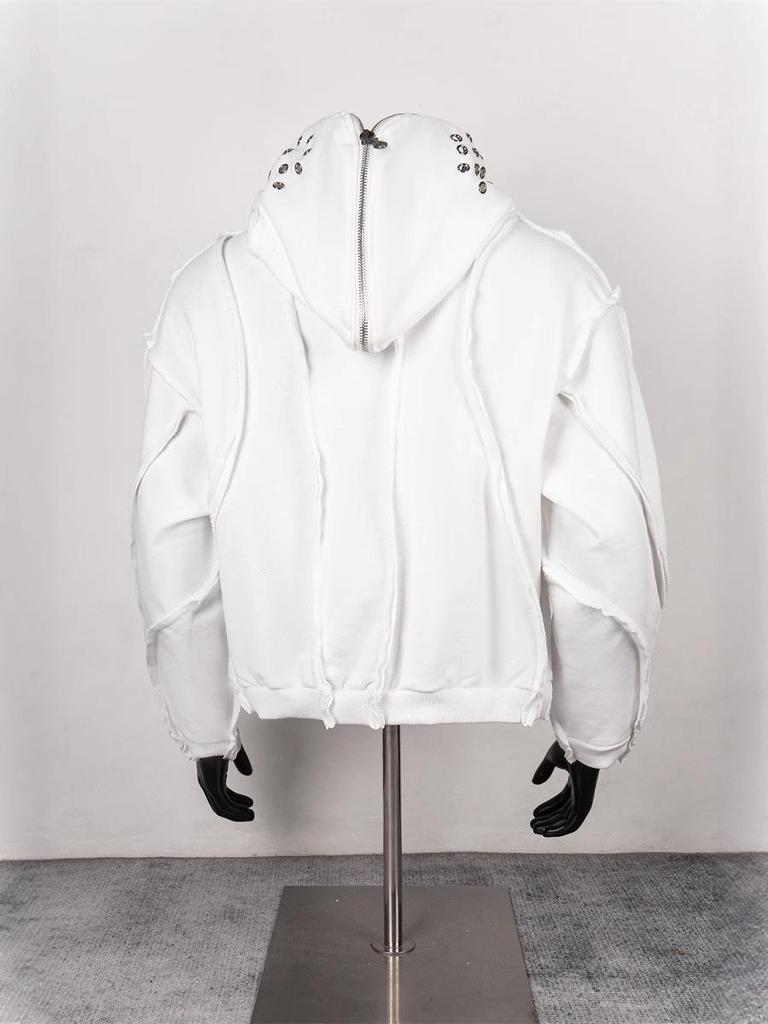 Тяжелый стираный кардиган с капюшоном Thug Club с пэчворк-дизайном батик - Модный унисекс топ