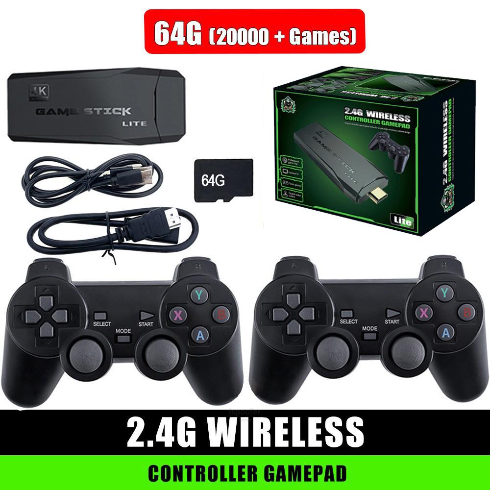 Новый 4K ТВ Игровая приставка 64 ГБ Встроенные 3/40000 игр Беспроводной контроллер Геймпад Ретро Портативная игровая консоль