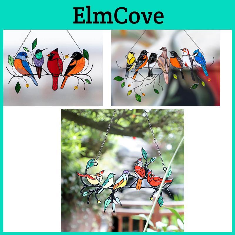 Витражная панель для окна с птицами, красивый декор для балкона, ловцы солнца