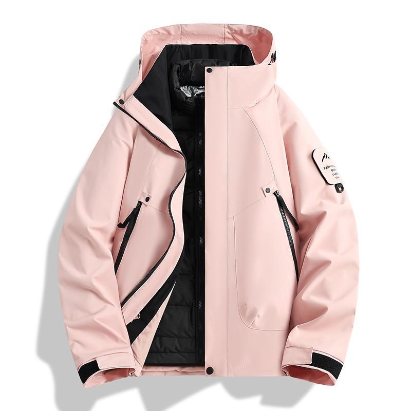 Mens 3-in-1 Waterproof Hooded Outdoor Jacket With Removable Fleece Liner Layered Coat Hiking Camping