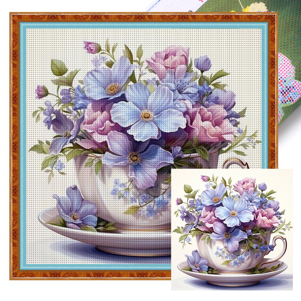 1 Набор Полная вышивка хлопковой нитью 11CT Напечатанные Фэнтези Цветы Наборы для вышивания крестом DIY Искусство Украшение Домашний декор 40x40см