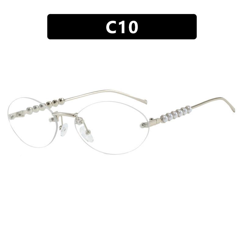 Small Frame Oval Rimless Pearl Sunglasses for Women Men Luxury Brand Vintage Sun Glasses Fashion Boundless Shades Eyewear