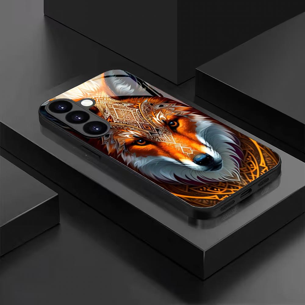 Закаленное стекло с дизайном волка для телефона Samsung Galaxy S26 S25 S24 S23 S22 S20 FE/Ultra/Plus, противоударная задняя крышка