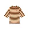 Casual Striped Round Neck Loose Fit Printed Short Sleeve T-Shirt Unisex Tops Pebble-Pattern 539530-20