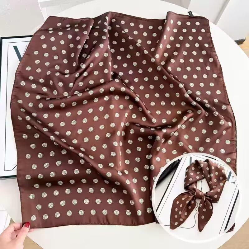 New white 71CM premium silk scarf women's neck protector scarf spring and autumn retro scarf shawl tied bag straight hair