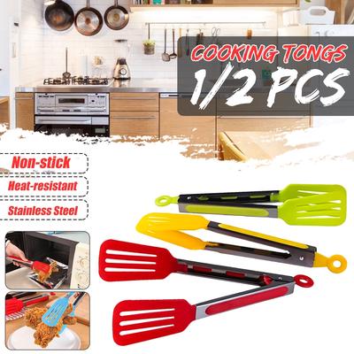 1 шт. Силиконовые кухонные щипцы для приготовления салата, сервировки, барбекю, ручка из нержавеющей стали, посуда ARI