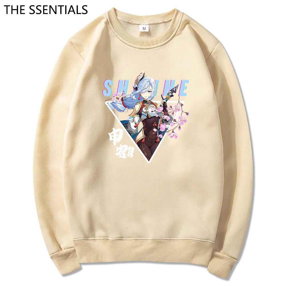 Shenhe Толстовка унисекс Harajuku Графический Kawaii Genshin Impact Толстовки унисекс Зимний эстетический пуловер Толстовки Genshin Толстовка Топы