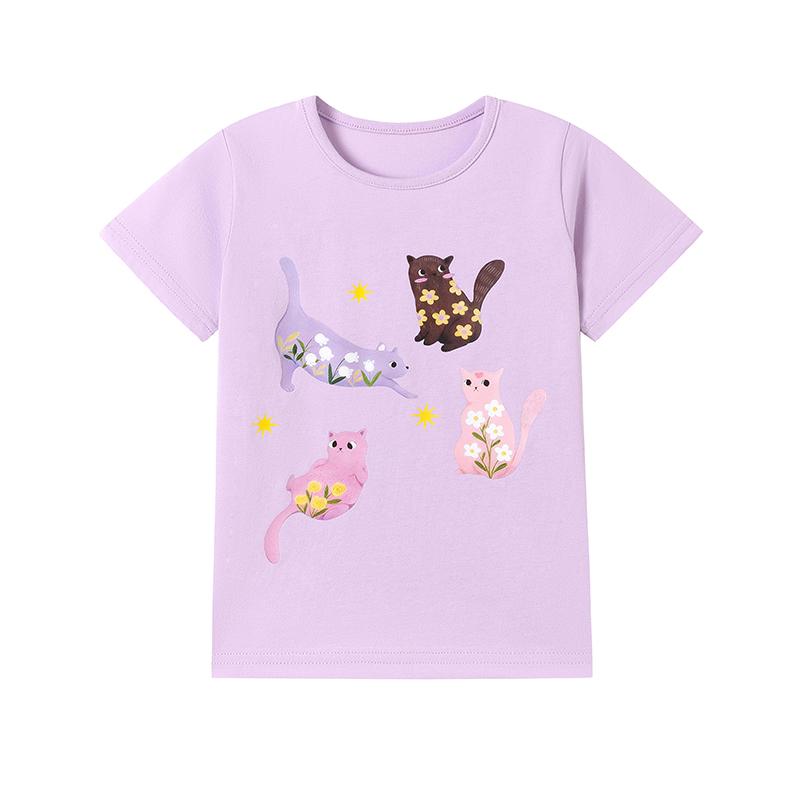 Little maven Лето 2026 Детская одежда Мультяшные Цветы Кошки Футболки Подростки Маленькие Девочки Топы Футболки Детская Одежда Футболки