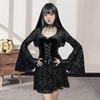 Женское платье для косплея на Хэллоуин с V-образным вырезом, кружевным ремешком, темный стиль, готика, средневековье, винтаж, рукава-колокольчики, выступление, сценическое шоу, д-р
